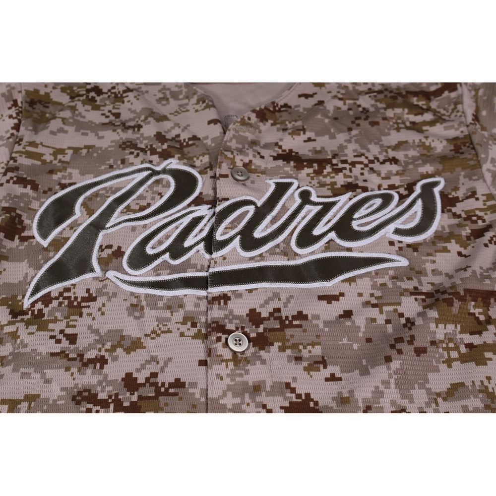 San Diego Padres Jersey Mens M Beige MLB Baseball Majestic Button Front - Picture 5 of 10